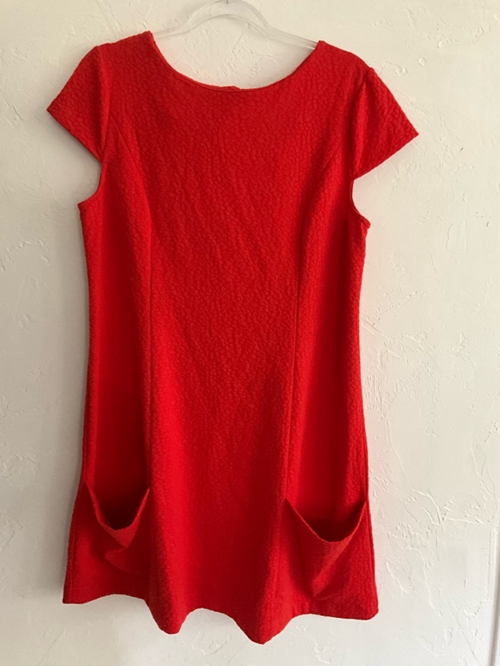 Kensie Red Textured Bow Back Dress Large